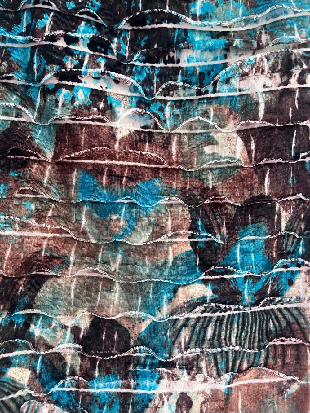 Studio Works Teal & Brown Layered Ruffle Tank - Picture 2 of 3